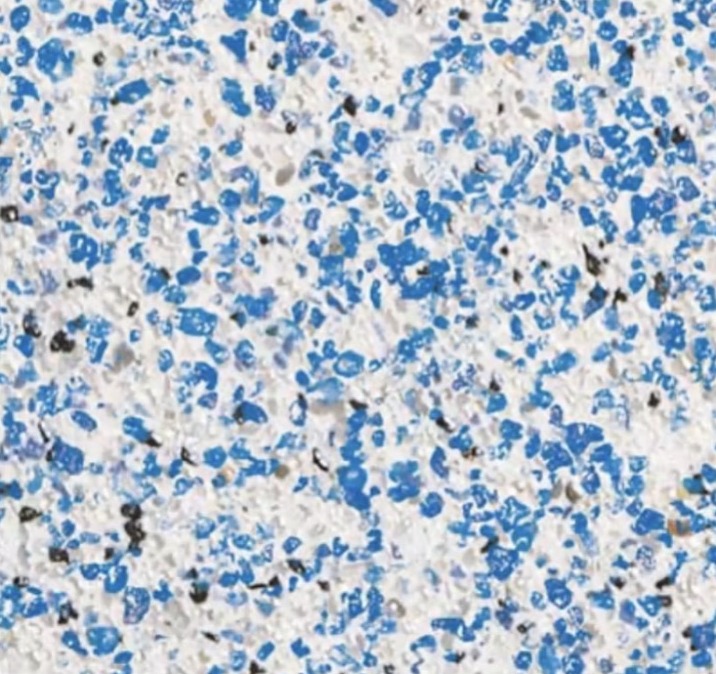 Blue pool plaster finish sample showing its aggregate color and texture
